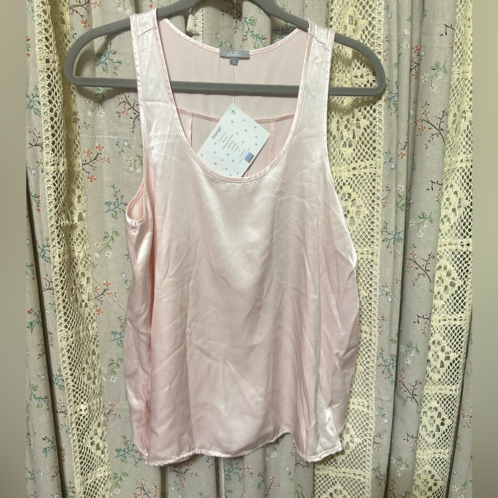 PJ Harlow Laura Satin Lounge Tank Blush Pink‎ XS New